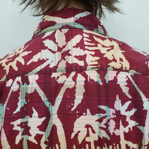 J. Crew Indian Madras Camp Collar Shirt  Short sleeves Men M Palm Print Amara - Picture 11 of 14